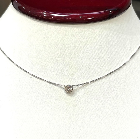 Beautiful Diamond Solitaire Necklace .40CT in solid 14k White Gold 18” - Picture 4 of 4